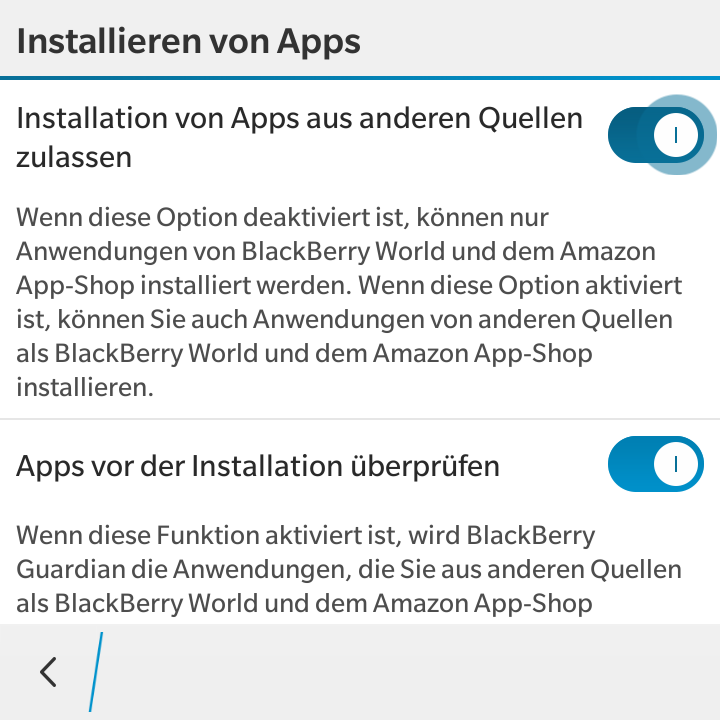 Sicherheitseinstellungen Installation
